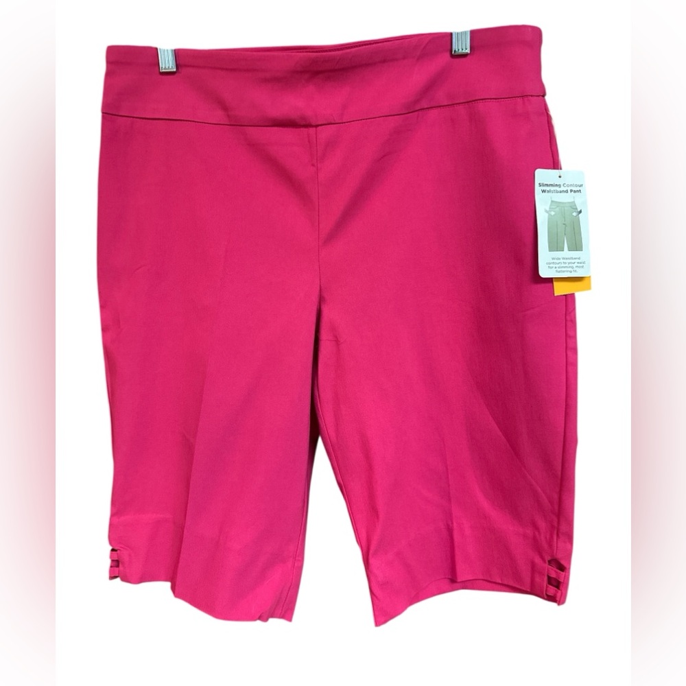 Ruby Rd. Azalea Pink Slimming Contour Waistband Rayon Blend Shorts NWT S12 - Picture 2 of 3